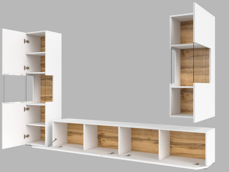 Ava Meblościanka 05+07+40 Biały / Dąb Wotan