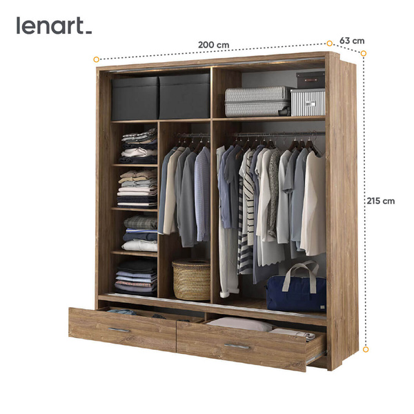 ARTI AR-05 - Szafa 2D2S Z Oświetleniem Dąb Stirling