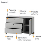 GRIS GS-04 - Komoda 1D3S Szara/Czarna