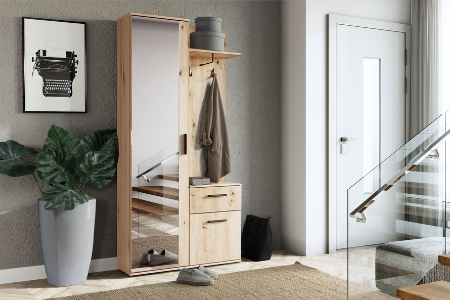 LUX - Garderoba 2D1S z Lustrem Dąb Sonoma