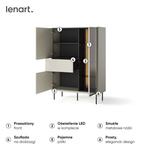 EPIRO EP-01 - Witryna 2D1S1W z Oświetleniem Kaszmir Dąb Ciemny