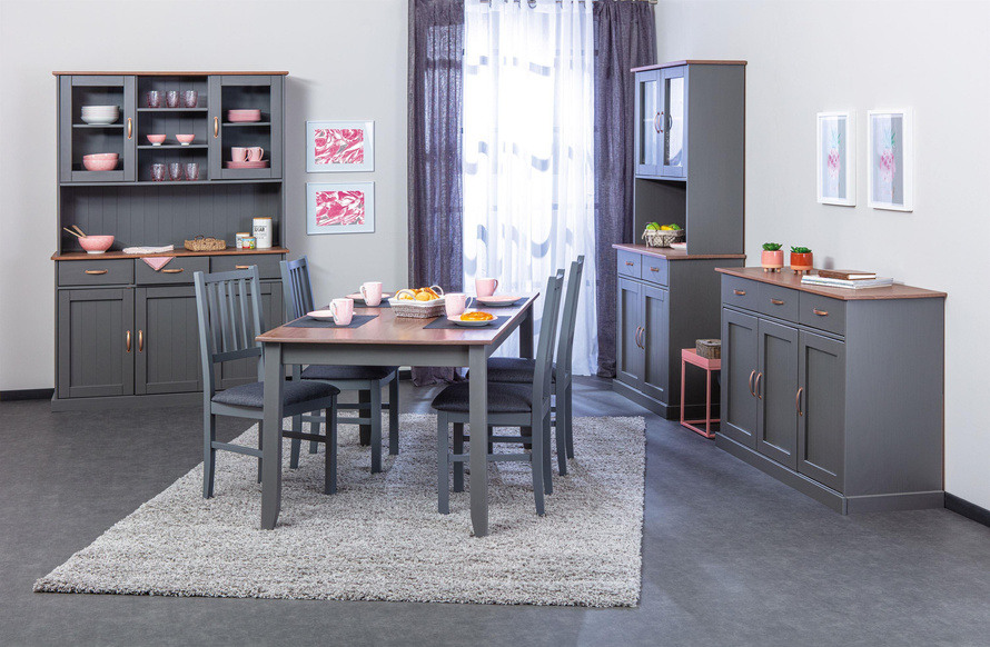 Kredens LUZERNA 6 drewniany szary