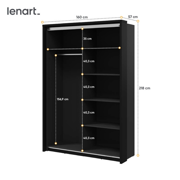 ARTI AR-21 - Szafa Przesuwna 2-drzwiowa Czarna/Dąb Artisan