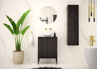 ASPEN-09 - Szafka pod Umywalkę z Blatem 2D 60cm Czarny Mat Zestaw-1 Czarny Stelaż