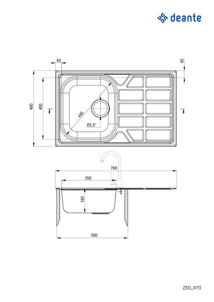 Zlewozmywak stalowy 1-komorowy z ociekaczem Soul