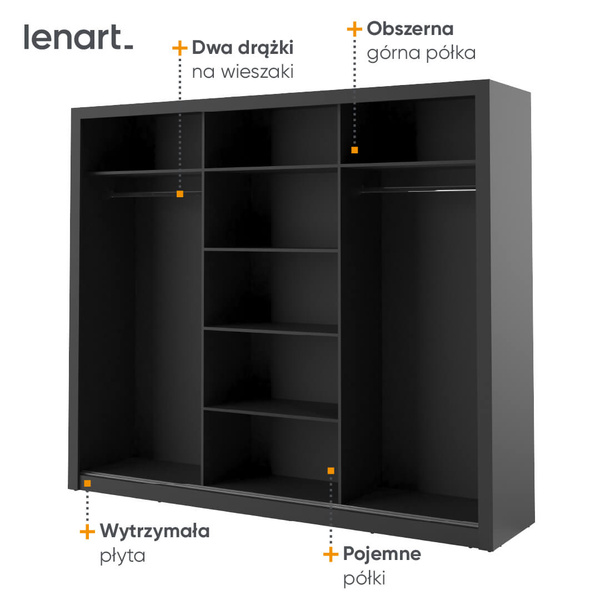 ARTI AR-02 - Szafa Przesuwna 3-drzwiowa Czarna