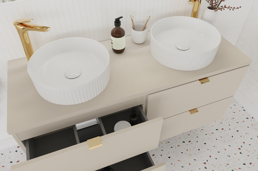 Umywalka Nablatowa Ceramiczna BEYOND 2 WHITE E-6565 Biały Połysk