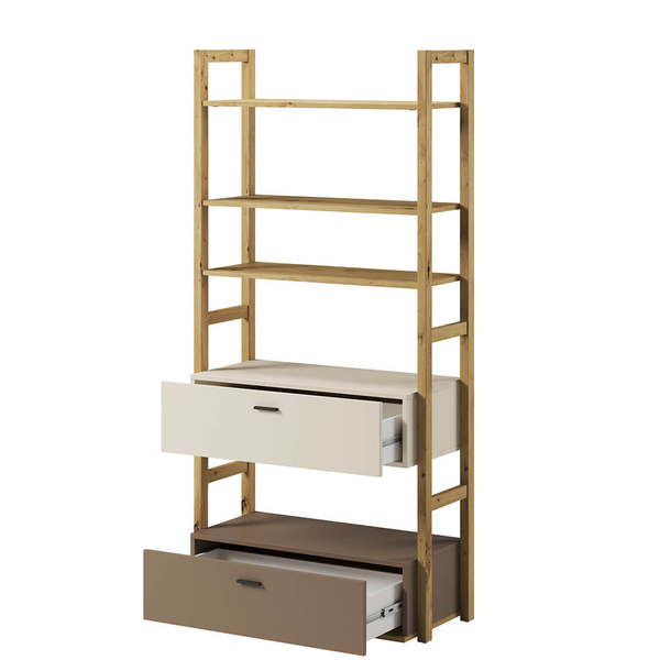 LENNY LY-02 - Regał 2S Dąb Artisan/Beż/Truflowy