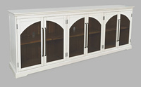 Avola AV2293-96 Komoda 244 cm biała drewno akacji przeszklone drzwi