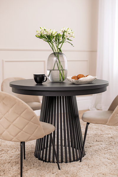 GARDA - Stół Okrągły Rozkładany Czarny Painflow Czarny