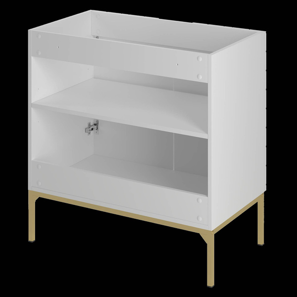 ASPEN-08 - Szafka z Umywalką i Blatem 2D 80cm Biały Mat Zestaw-2 Złoty Stelaż