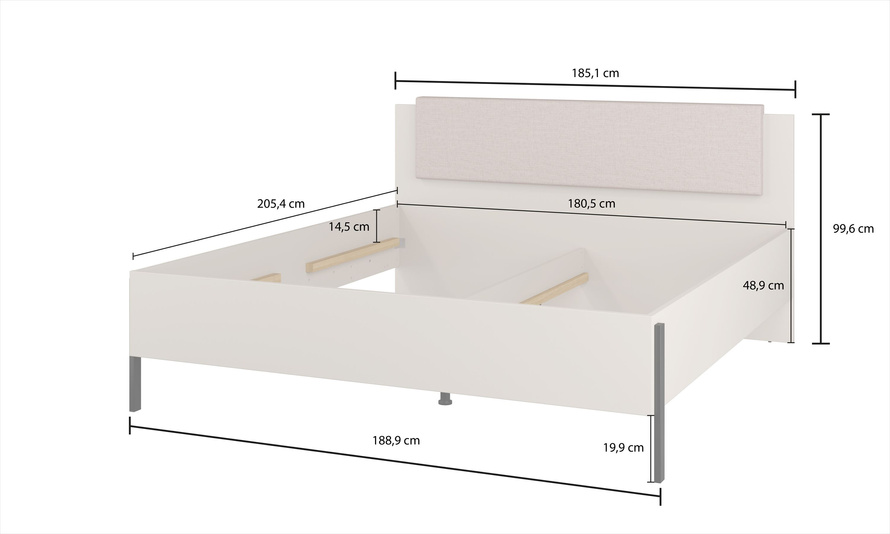 Jukon S - Łóżko 180 cm Kaszmir Czarne Metalowe Nogi