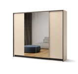 ENNA EN-06 - Szafa 4-drzwiowa z Oświetleniem LED Beżowy Mat Czarny Mat