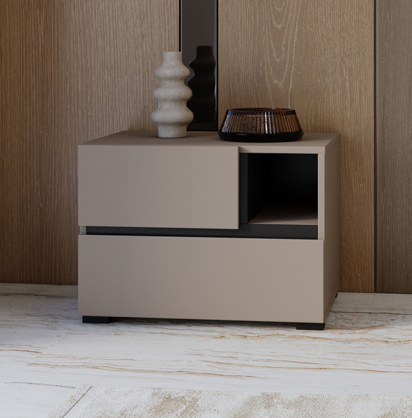 Cross S - Szafka Nocna 2 Szuflady Congo Czarny Onyks Mat