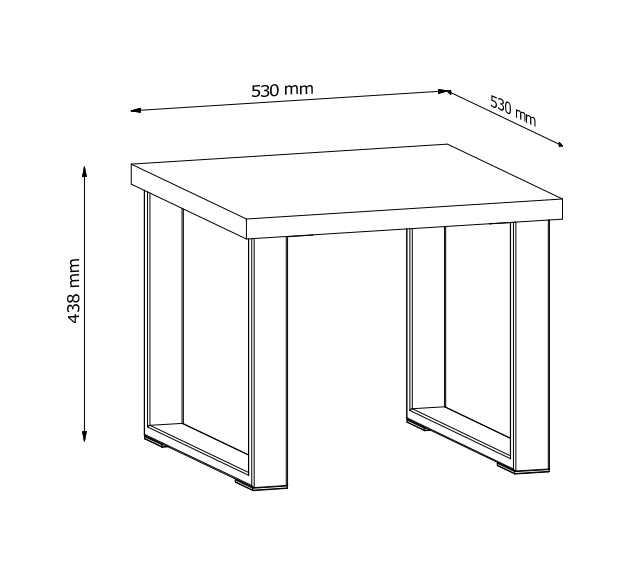 Loft - Stolik Kawowy 53 x 53 cm Dąb Puccini Czarny Mat