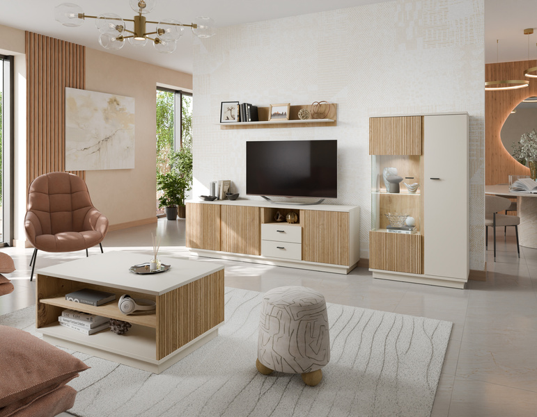 Mosano LUSF102 - Komoda RTV 3D2S Cashmere Dąb Cremona