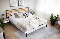 GRIS GS-02 - Łóżko 180 cm Ze Stelażem Szare/Czarne