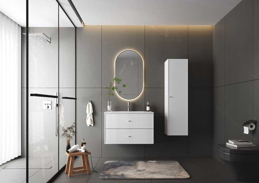 MARCO-01 Szafka Pod Umywalkę 2S 80 cm Biały Mat