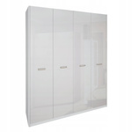 Bella BL-24-WB - Szafa 4-drzwiowa Garderoba Biały Mat Biały Połysk