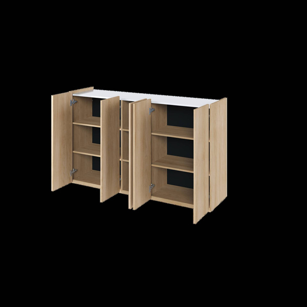 EASY EA-01 - Komoda 5-drzwiowa z Oświetleniem LED Dąb Scandi/Biały Połysk