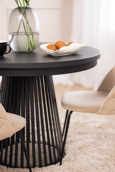 GARDA - Stół Okrągły Rozkładany Czarny Painflow Czarny