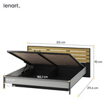 GRIS GS-02 - Łóżko 180 cm Ze Stelażem Szare/Czarne