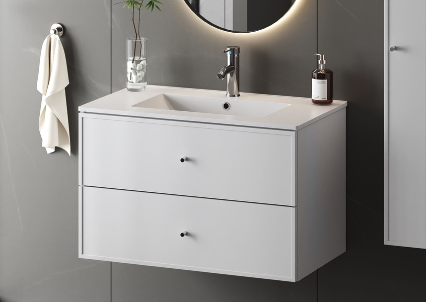 MARCO-01 Szafka Pod Umywalkę 2S 80 cm Biały Mat