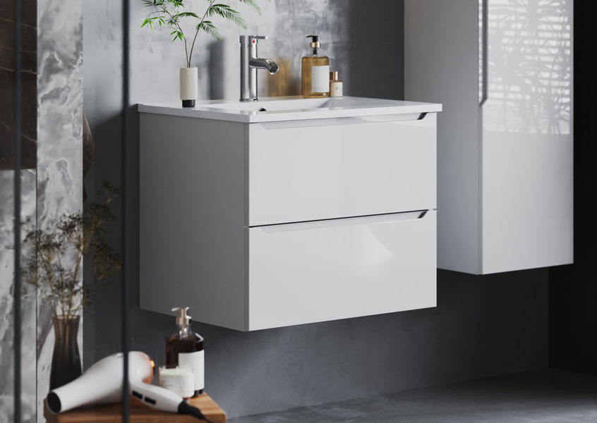 ETNA-02 Szafka pod Umywalkę 2S 60 cm Biały Mat Biały Połysk