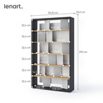 FITT FP-01 - Regał z Oświetleniem LED Grafit/Dąb Linearny/Natura/Szary