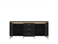 Norica LAZF01 - Komoda RTV 2D3S Czarny Mat Złoty