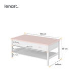 LUNA LN-15 - Stolik Kawowy 1 Szuflada Biały/Różowy