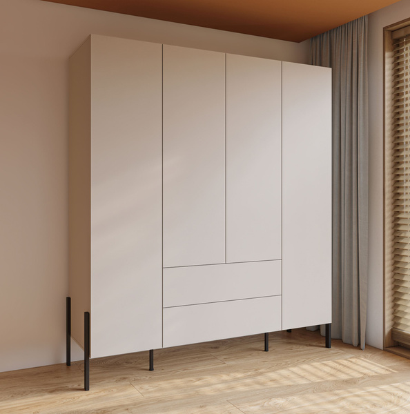 Jukon S - Szafa 4D2S Kaszmir Czarne Metalowe Nogi