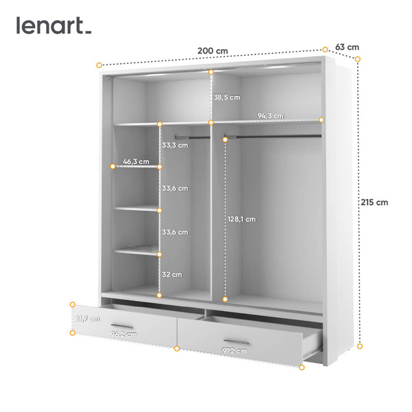 ARTI AR-05 - Szafa 2D2S Z Oświetleniem Biała