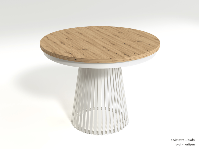 GARDA - Stół Okrągły Rozkładany Artisan Biały Mat