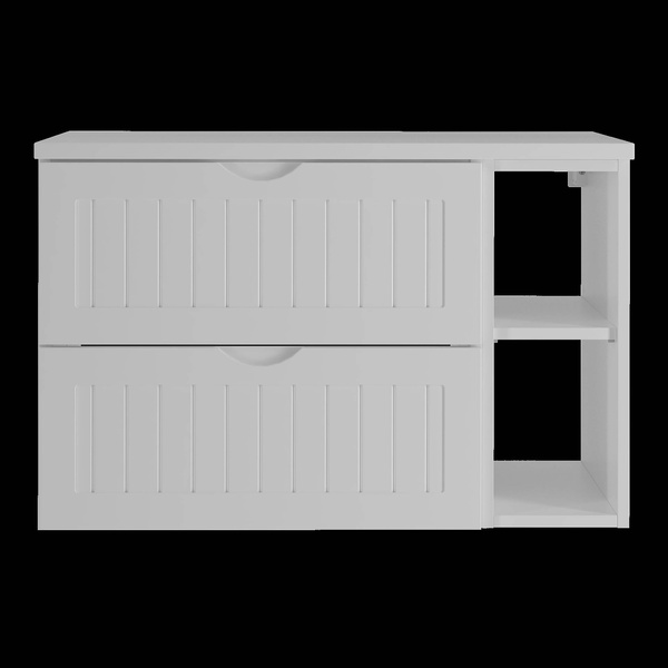 MONA-02 - Szafka pod Umywalkę z Blatem i Regałem 2S 80cm Biały Mat Zestaw-4