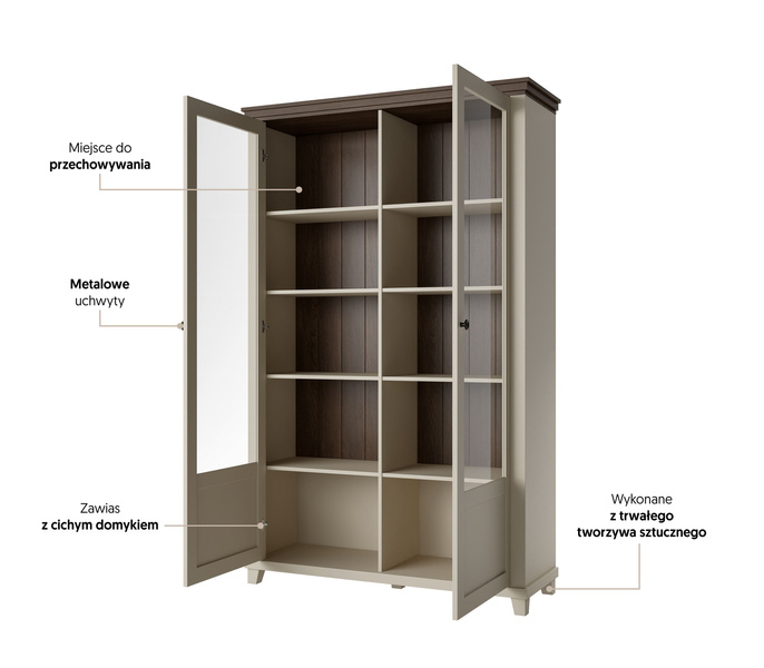 Evora WM - Witryna 2-drzwiowa Beż Jasny Dąb Dunin