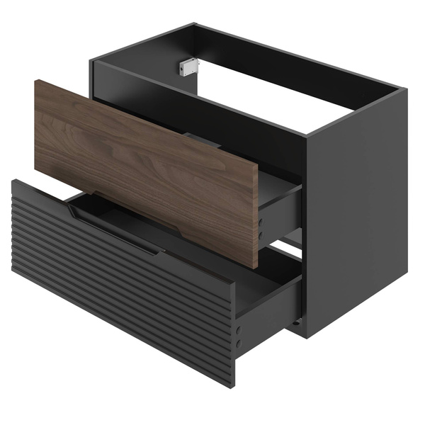 AVELLA-01 - Szafka z Umywalką i Blatem 2S 80cm Czarny Mat Orzech Zestaw-2