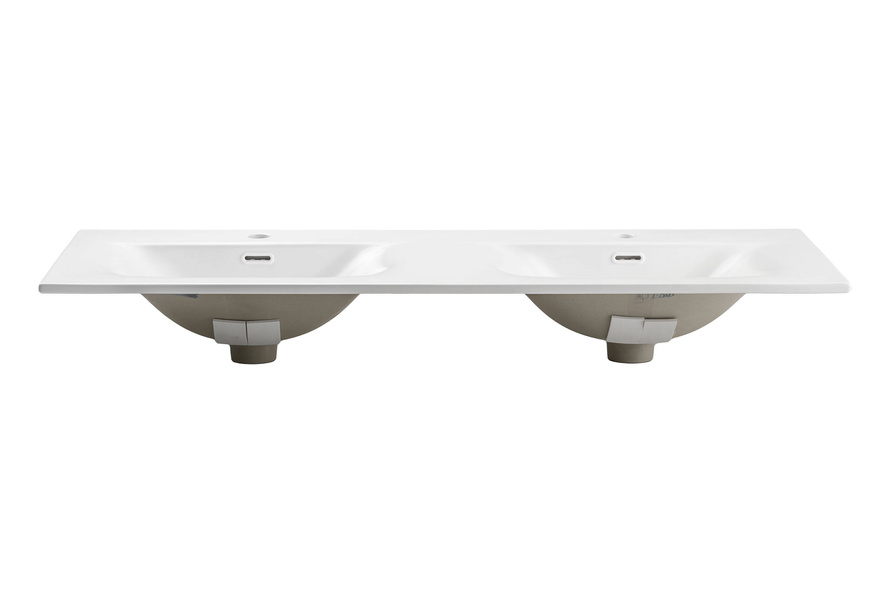 Umywalka Meblowa Ceramiczna 120 cm Dwukomorowa SKY 1 120D MATT WHITE E-8099-120D Biały Mat