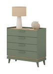 Scandi - Komoda 4S Zgaszona Zieleń Dąb Olejowany