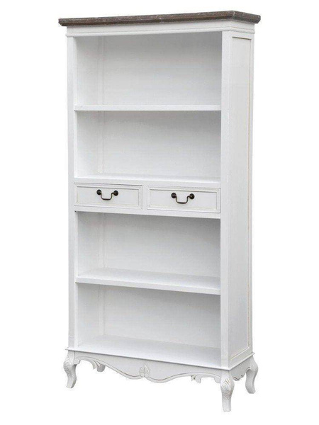 Rimini White 02 Regał 2S prowansalski biały brązowy wieniec drewno/mdf