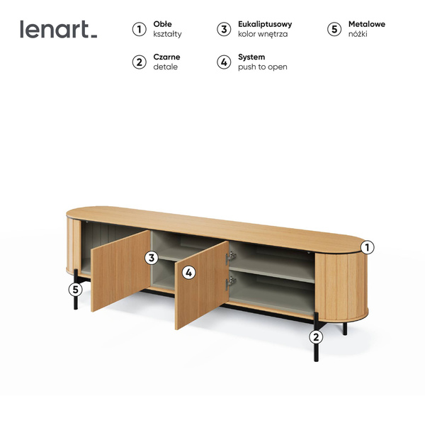 ROTTO RT-06 - Komoda RTV 2-drzwiowa z Wnęką Dąb Vincenza/Eukaliptus