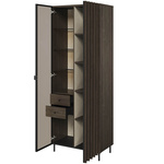 PIEMONTE PE-02 - Witryna 1D1W2S Z Oświetleniem Jesion Portland/Czarny