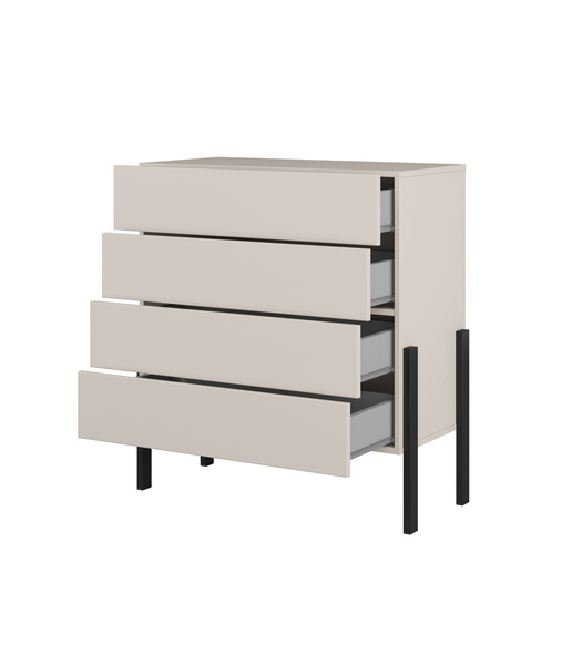 Jukon S - Komoda 4S Kaszmir Czarne Metalowe Nogi