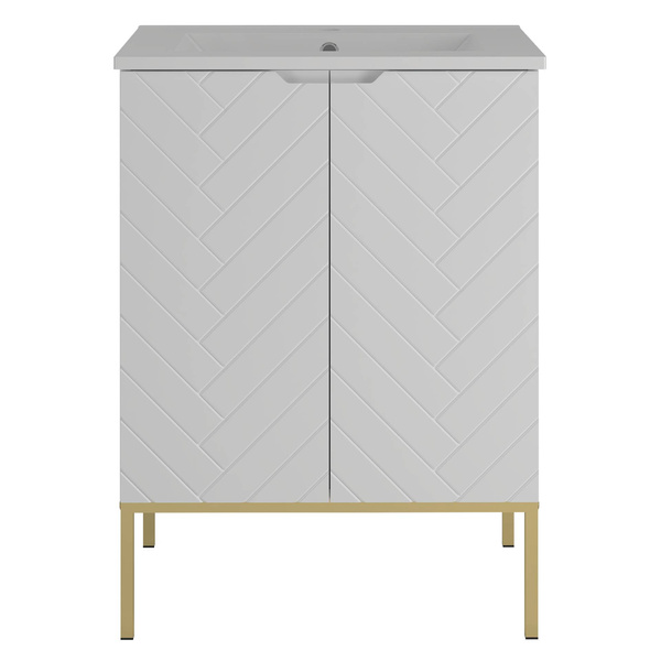 ASPEN-09 - Szafka z Umywalką 2D 60cm Biały Mat Zestaw-3 Złoty Stelaż