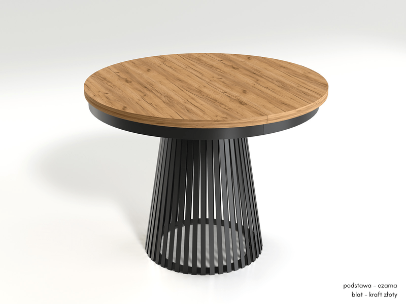 GARDA - Stół Okrągły Rozkładany Kraft Złoty Czarny Mat