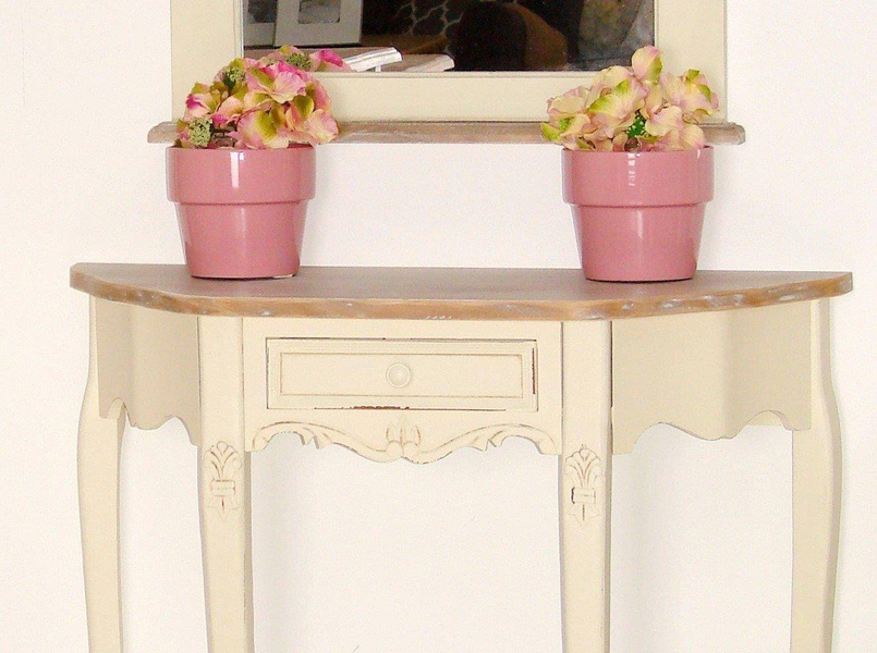 Rimini 033 Konsola 1S prowansalska kremowa półokrągła drewno/mdf