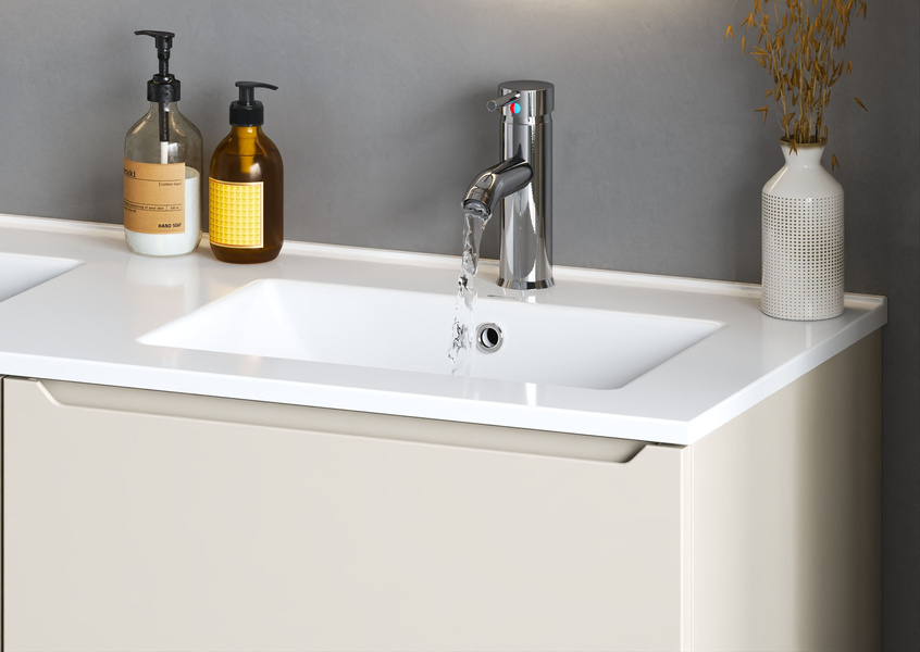 SONA-120 - Umywalka Meblowa Ceramiczna Dwukomorowa 120 cm Biały Połysk