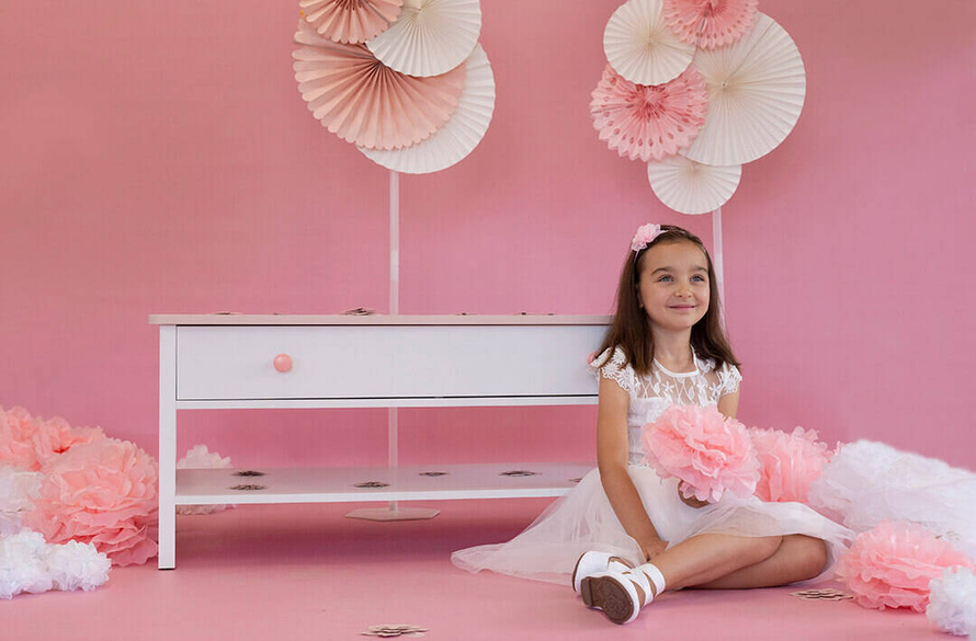 LUNA LN-15 - Stolik Kawowy 1 Szuflada Biały/Różowy