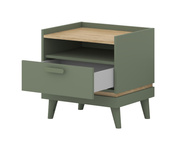 Scandi - Szafka Nocna 1S Zgaszona Zieleń Dąb Olejowany