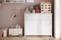 LUNA LN-05 - Komoda 2D1S Biała/Różowa